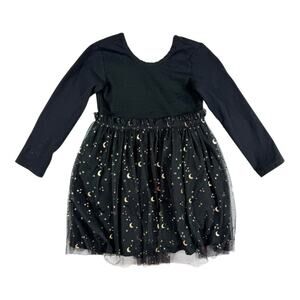 Hanna Andersson Girls Black Tulle Dress Moon Star Print Size 3T (90cm)